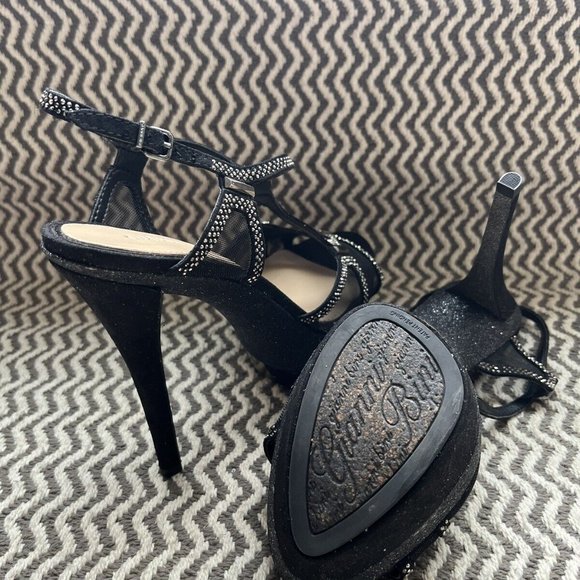 GIANNI BINI BLACK Pump Women Buckle Stiletto HEELS Peep Toe US-SIZE 6.5 - Picture 6 of 6